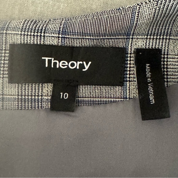 THEORY Jatinn Shift Dress Wool Blend Short Sleeve Plaid Size 10 - Picture 3 of 16